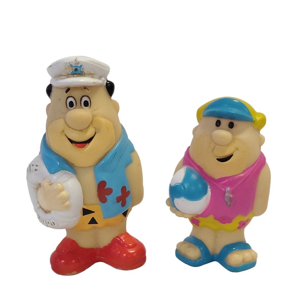 Hanna-Barbera The Flintstones Beach Figurines Set 1990 PVC 3" Fred Barney